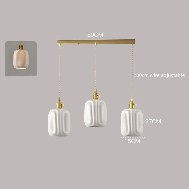 White Ceramic LED Pendant Lamp Modern Hanging Light Fixtures