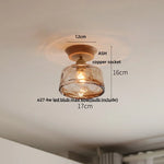 White Ceramic LED Ceiling Lamp Wood Ash Nordic Modern Copper Light
