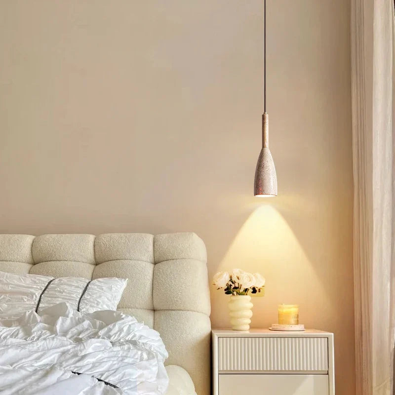 Wood Stone LED Hanging Lamp Modern Pendant Lighting for Living Room