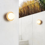 Nordic LED Wall Light White Glass Yellow Travertine Wood Canopy Bedside Lamp