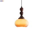 Wood Glass LED Pendant Lamps | French Vintage Hanging Light