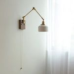 White Ceramic LED Wall Light Nordic Modern Copper Rotatable Bedside Lamp