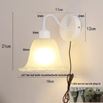 Afralia™ Glass Iron LED Wall Sconce Pull Chain Switch White Stair Light