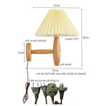 Cream PVC LED Wall Lamps Japanese Walnut Wood Applique Murale