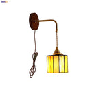 Adjustable LED Wall Lamp Sconce Copper Wood Glass Stair Light