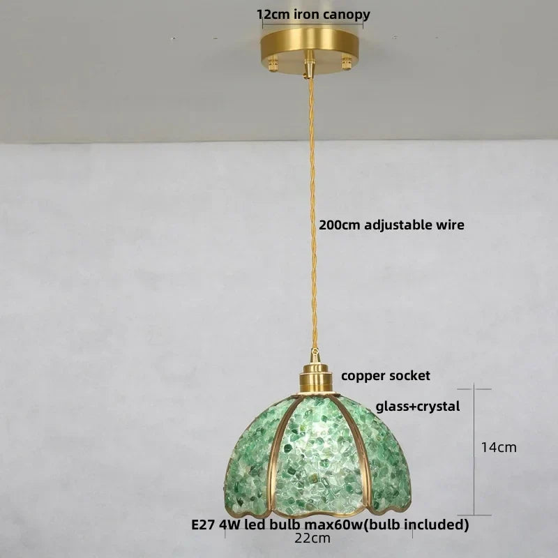 Afralia™ Crystal Glass LED Pendant: Tiffany Style Hanging Light for Living Room