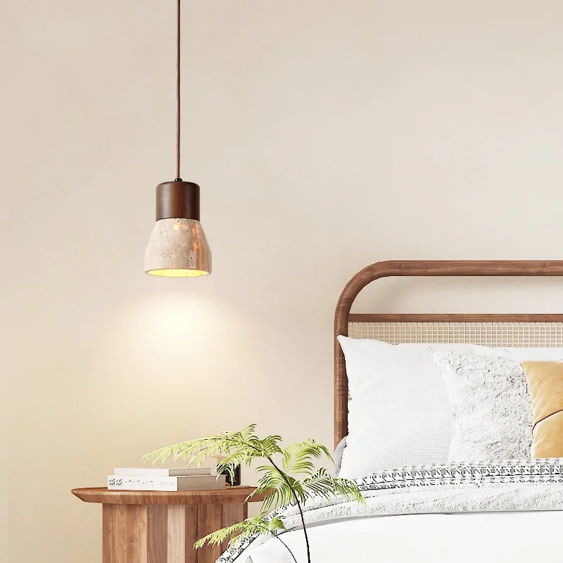 LED Hanging Lamps Yellow Travertine Pendant Lighting for Bedroom Living Dining Room