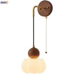 Afralia™ Walnut Wood LED Wall Sconce with Pull Chain Switch for Hotel, Bedroom, Bathroom, and Mirror