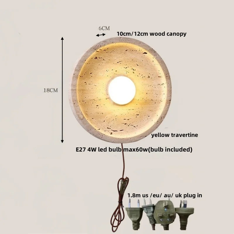 Yellow Cave Stone LED Wall Sconce with Pull Chain, Modern Glass Stair Light