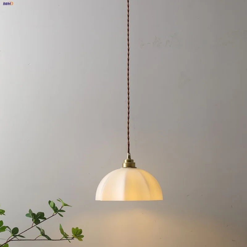 White Glass LED Pendant Lamp for Modern Home Decor and Lighting