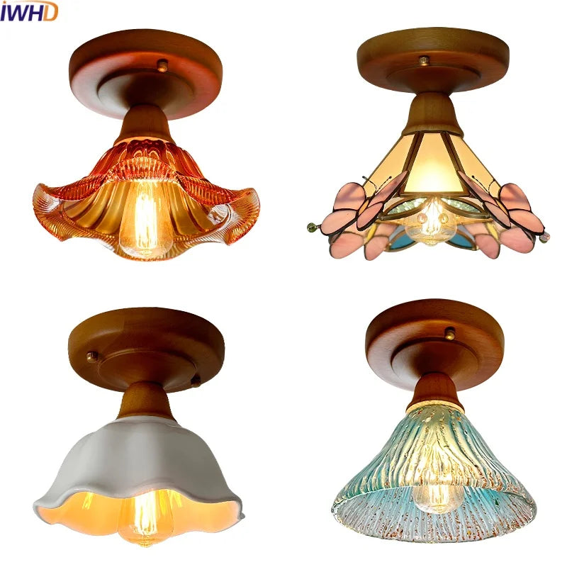 Colorful Glass LED Ceiling Lamp Modern Style Light Fixture