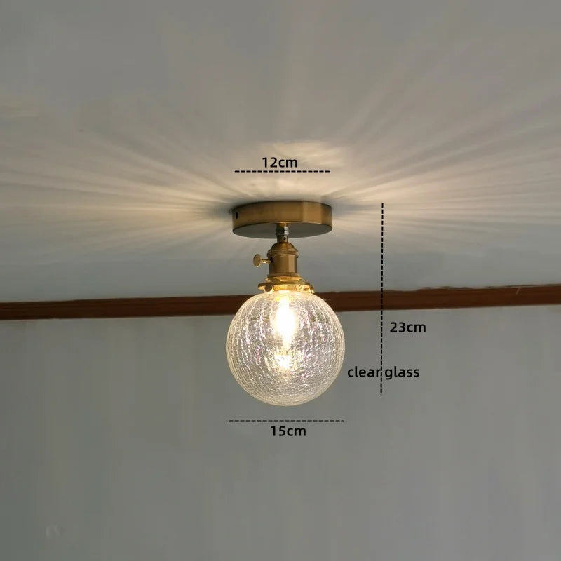 Amber Glass LED Ceiling Lights Modern Home Lighting Copper Socket