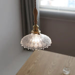 Glass LED Pendant Lamp with Wood Handle - Modern Nordic Hanging Light