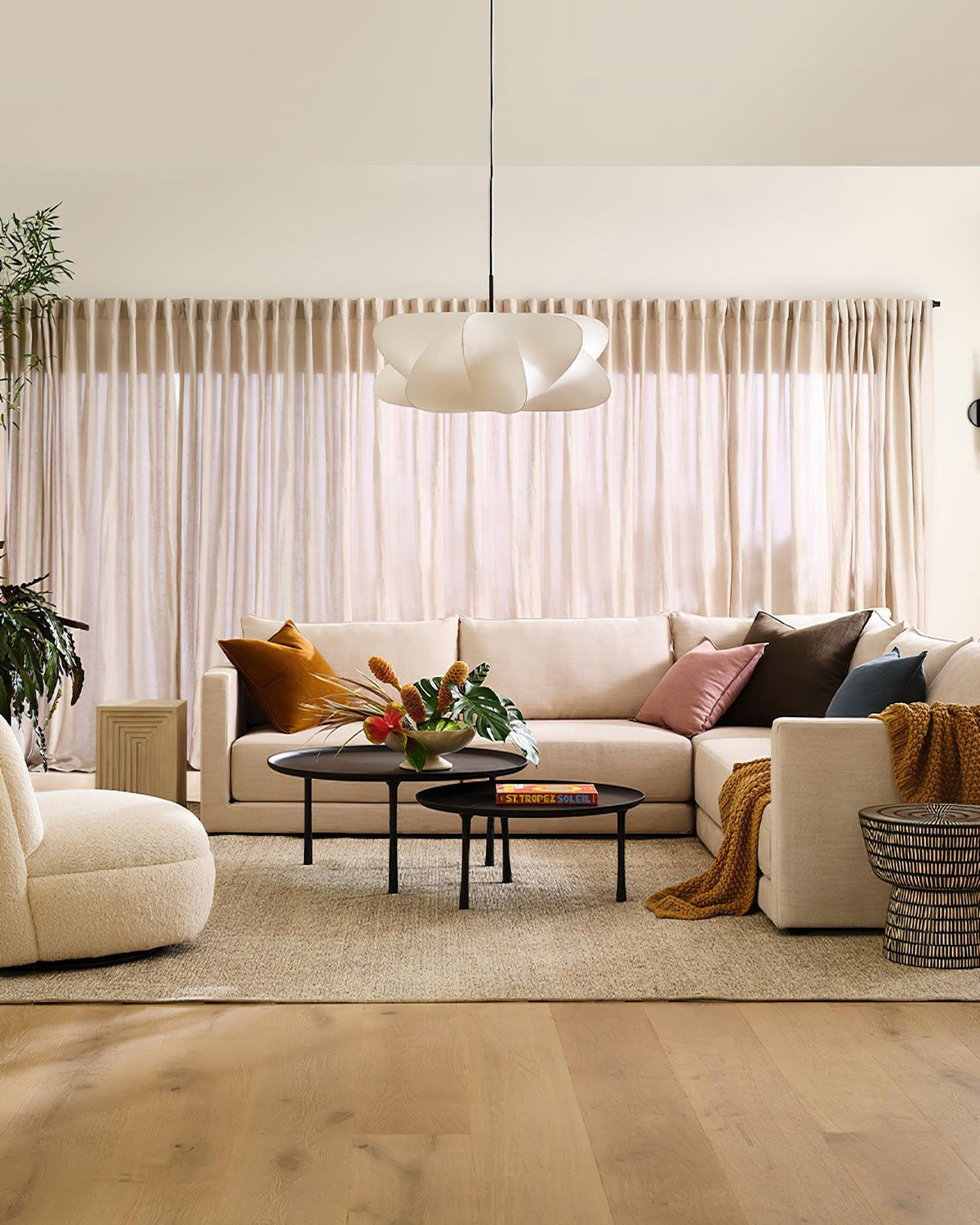 Silk Drum Pendant Light 19.7"