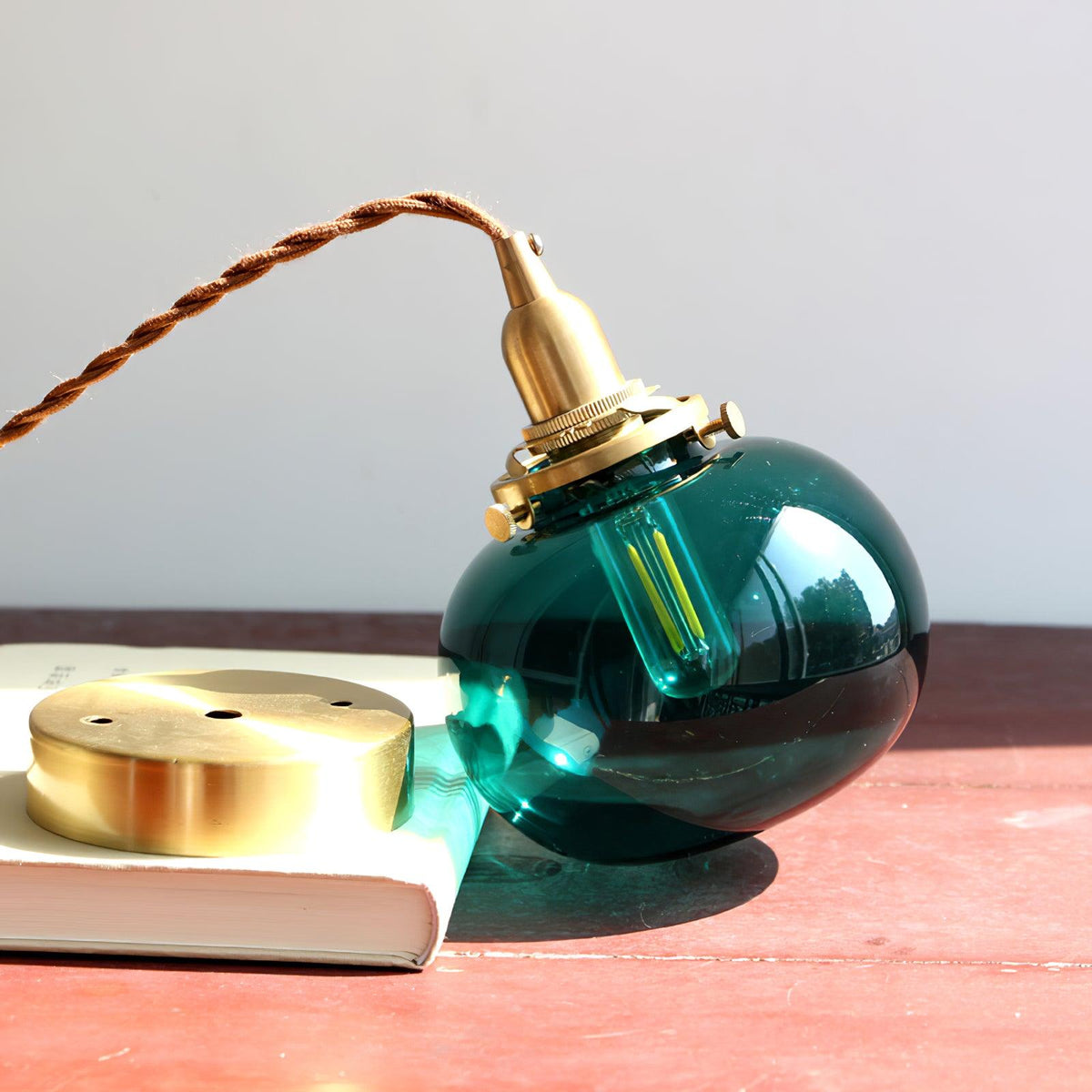 Small Retro Handmade Glass Pendant Light 5.1"