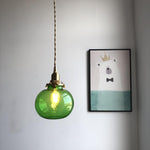 Small Retro Handmade Glass Pendant Light 5.1"