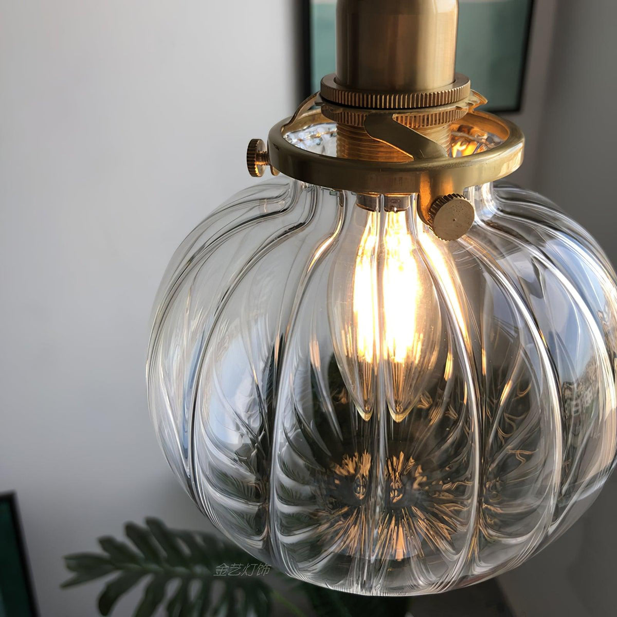 Small Retro Handmade Glass Pendant Light 5.1"