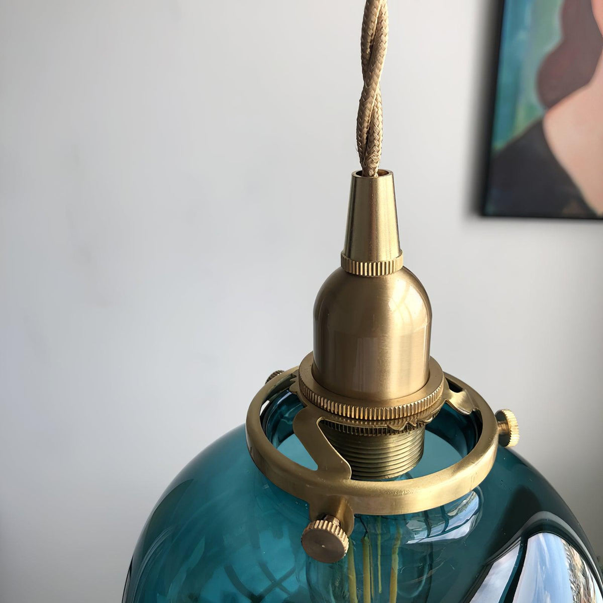 Small Retro Handmade Glass Pendant Light 5.1"