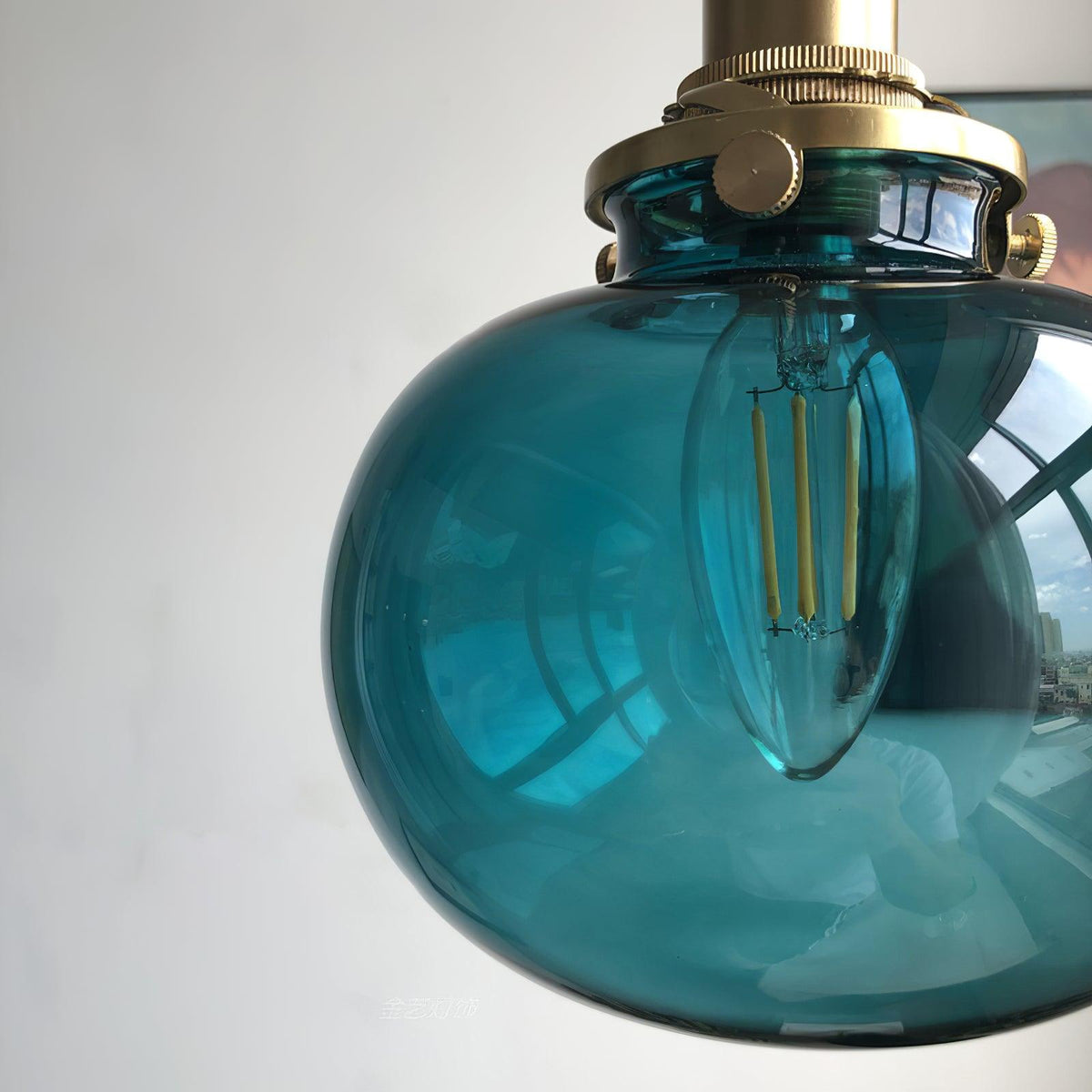 Small Retro Handmade Glass Pendant Light 5.1"