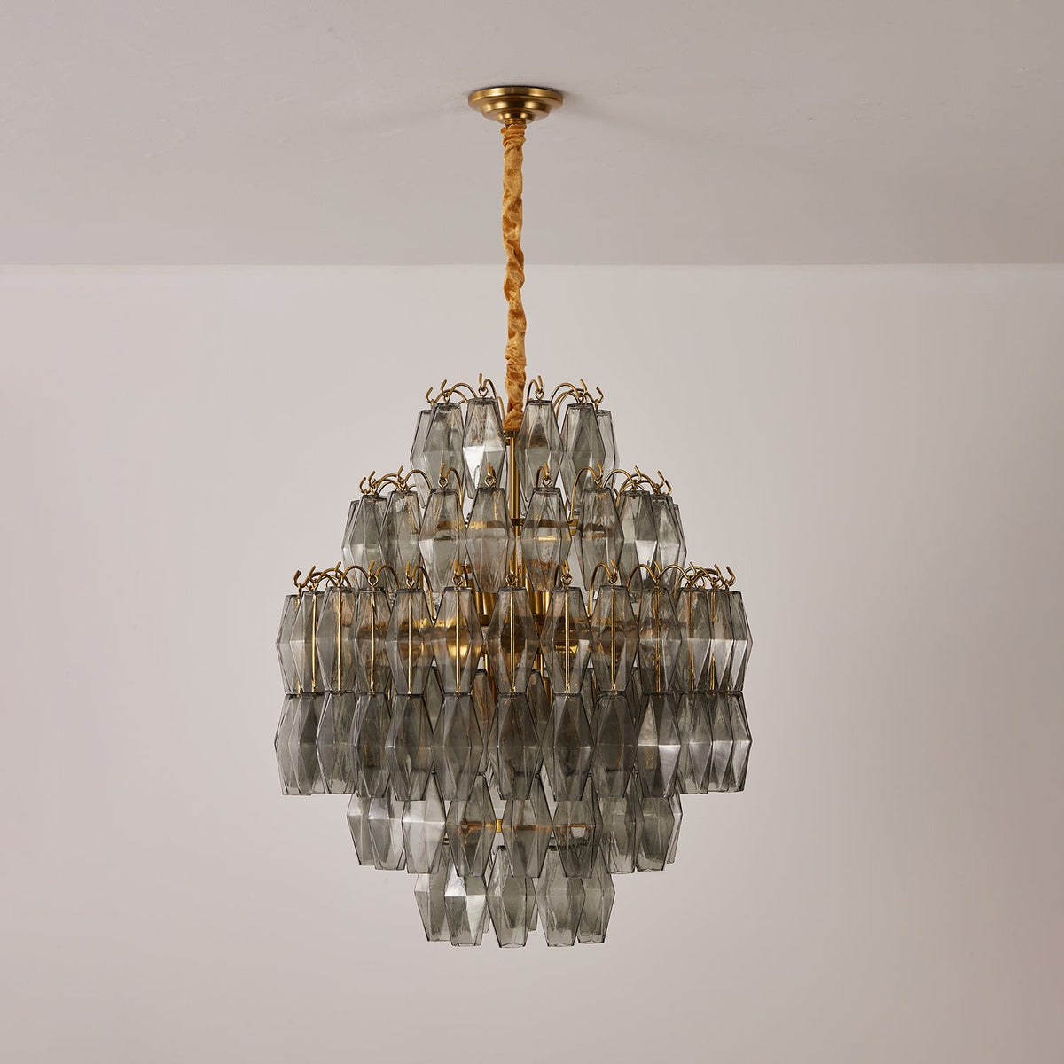 Smoke Gray Prism Round Chandelier