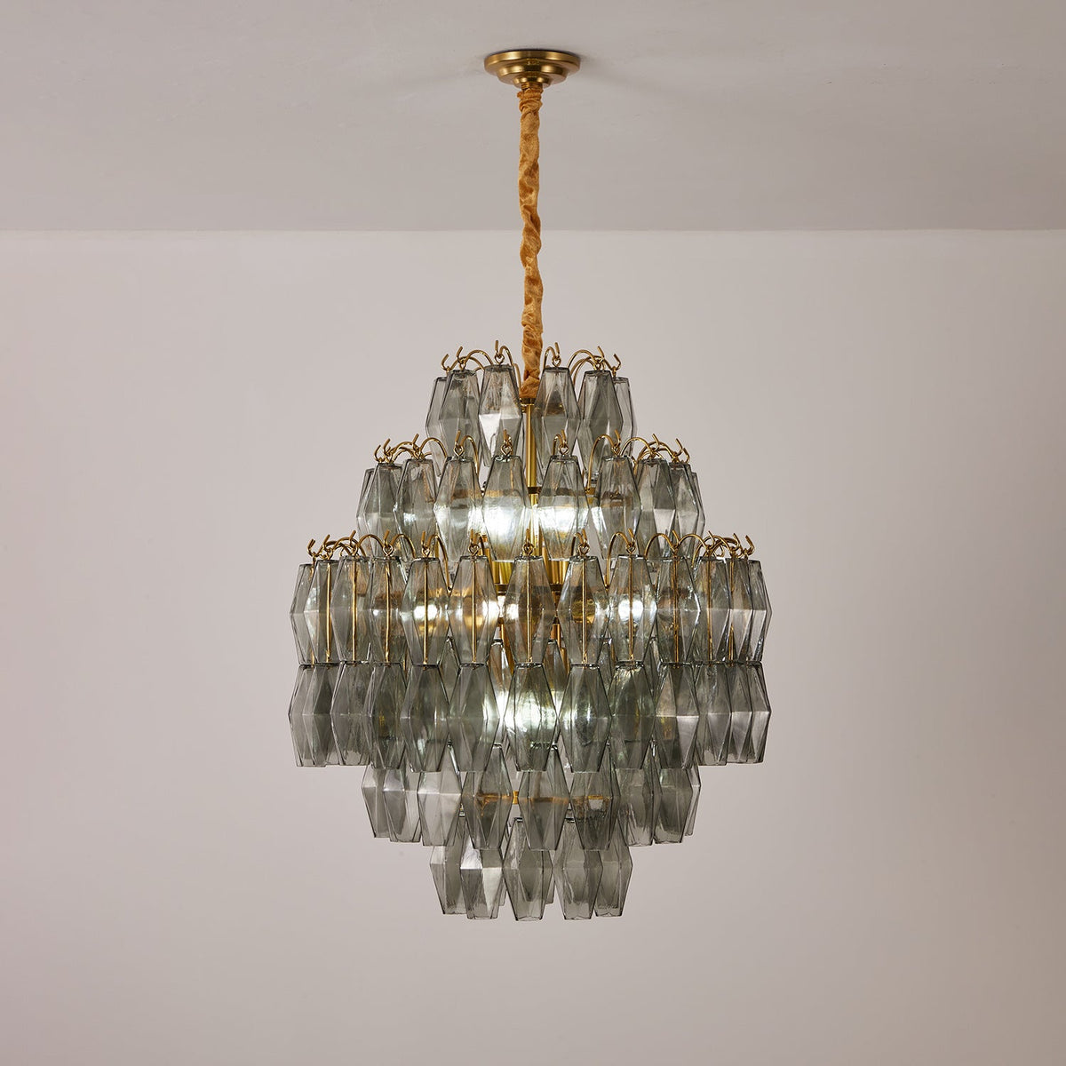 Smoke Gray Prism Round Chandelier