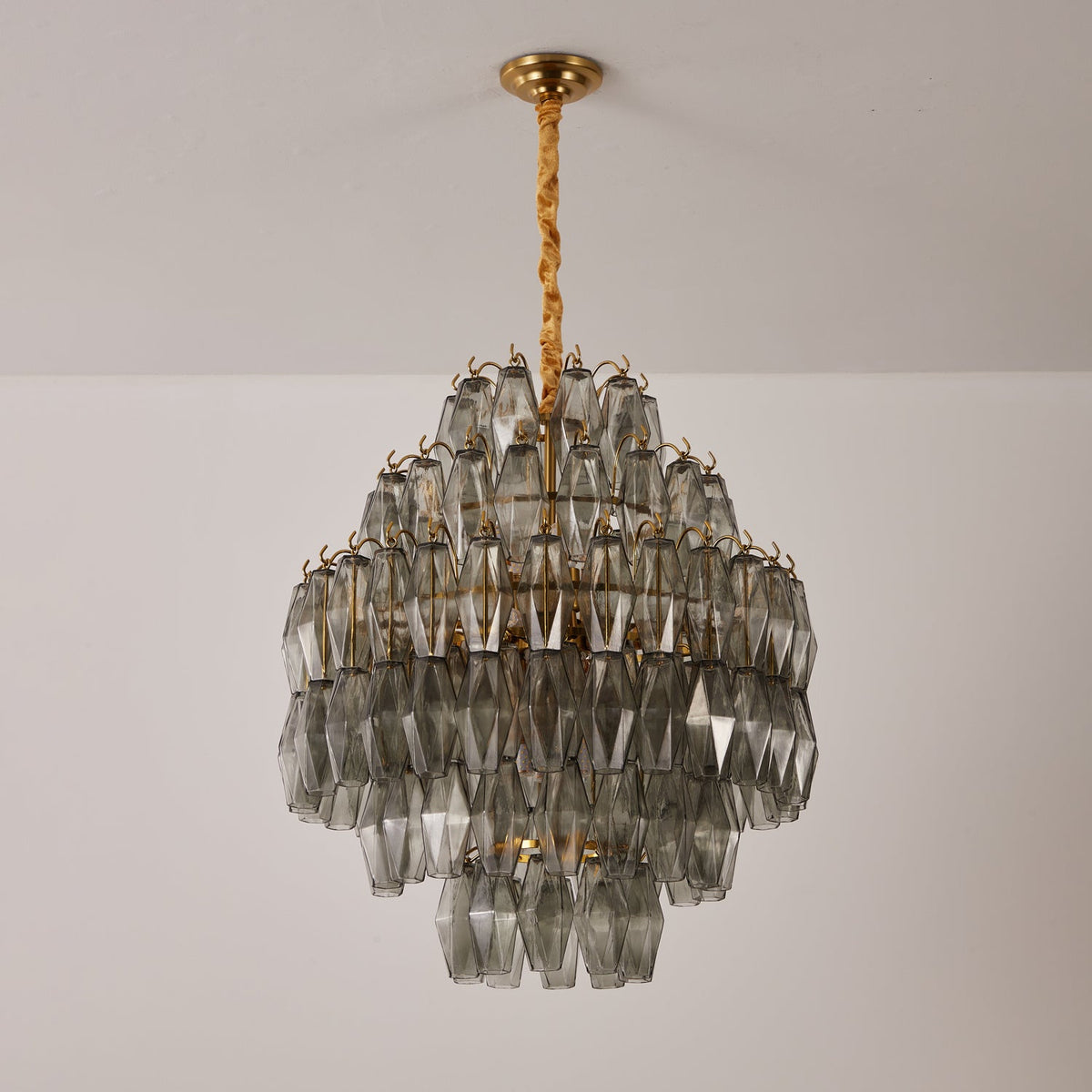Smoke Gray Prism Round Chandelier