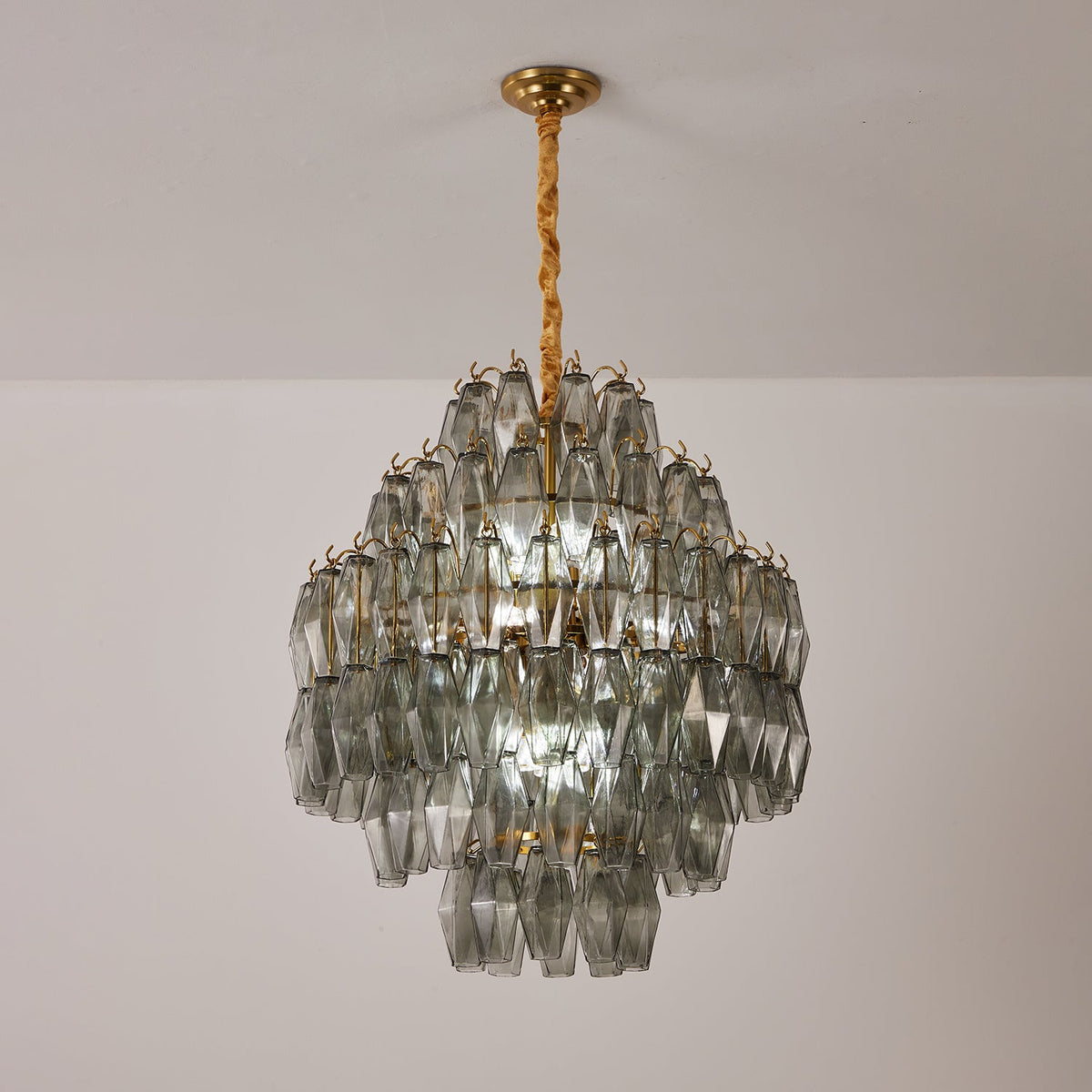 Smoke Gray Prism Round Chandelier