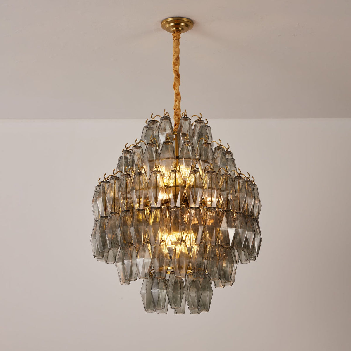 Smoke Gray Prism Round Chandelier
