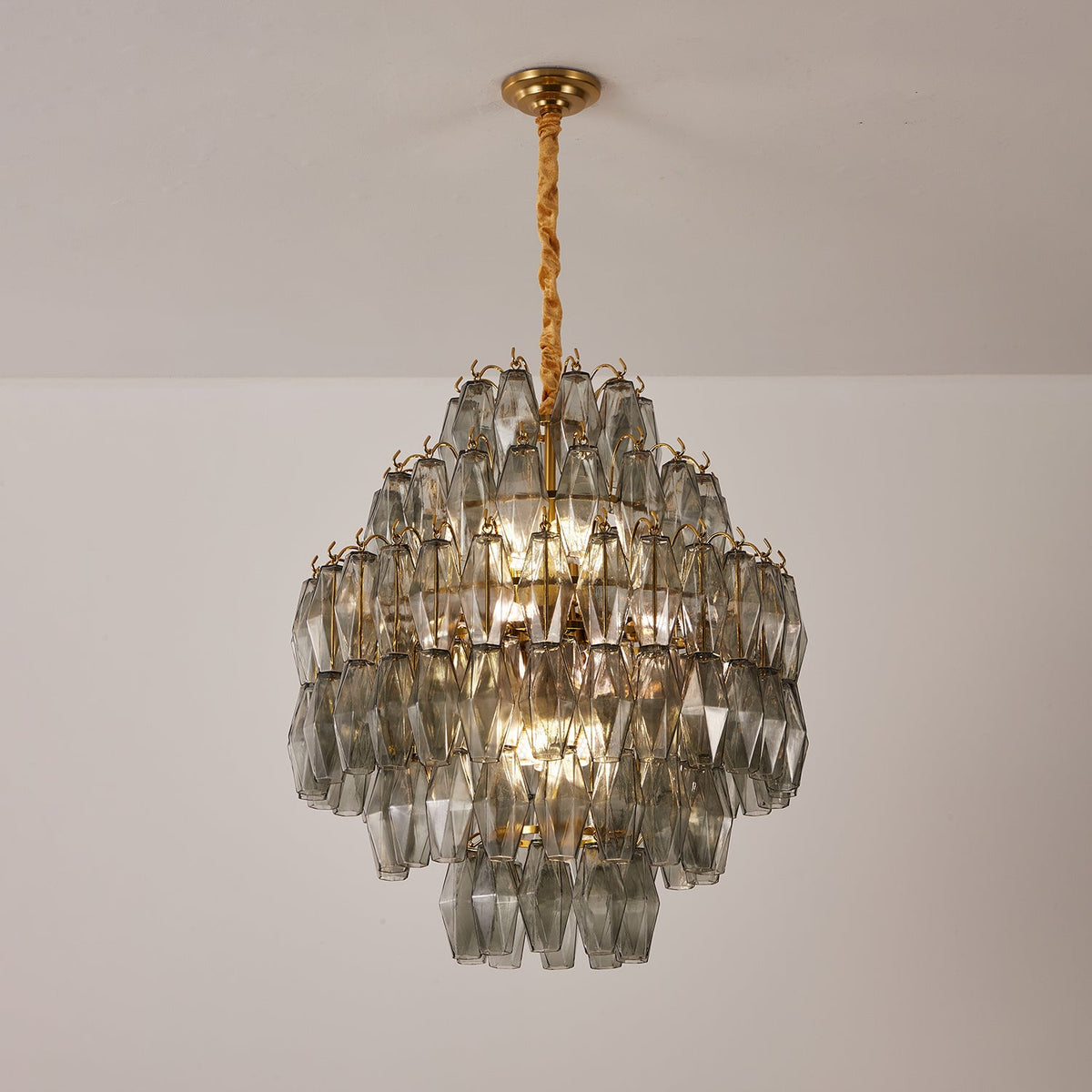 Smoke Gray Prism Round Chandelier