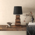 Stacked Wooden Table Lamp 15.7"