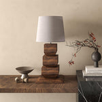 Stacked Wooden Table Lamp 15.7"