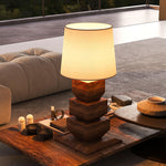 Stacked Wooden Table Lamp 15.7"