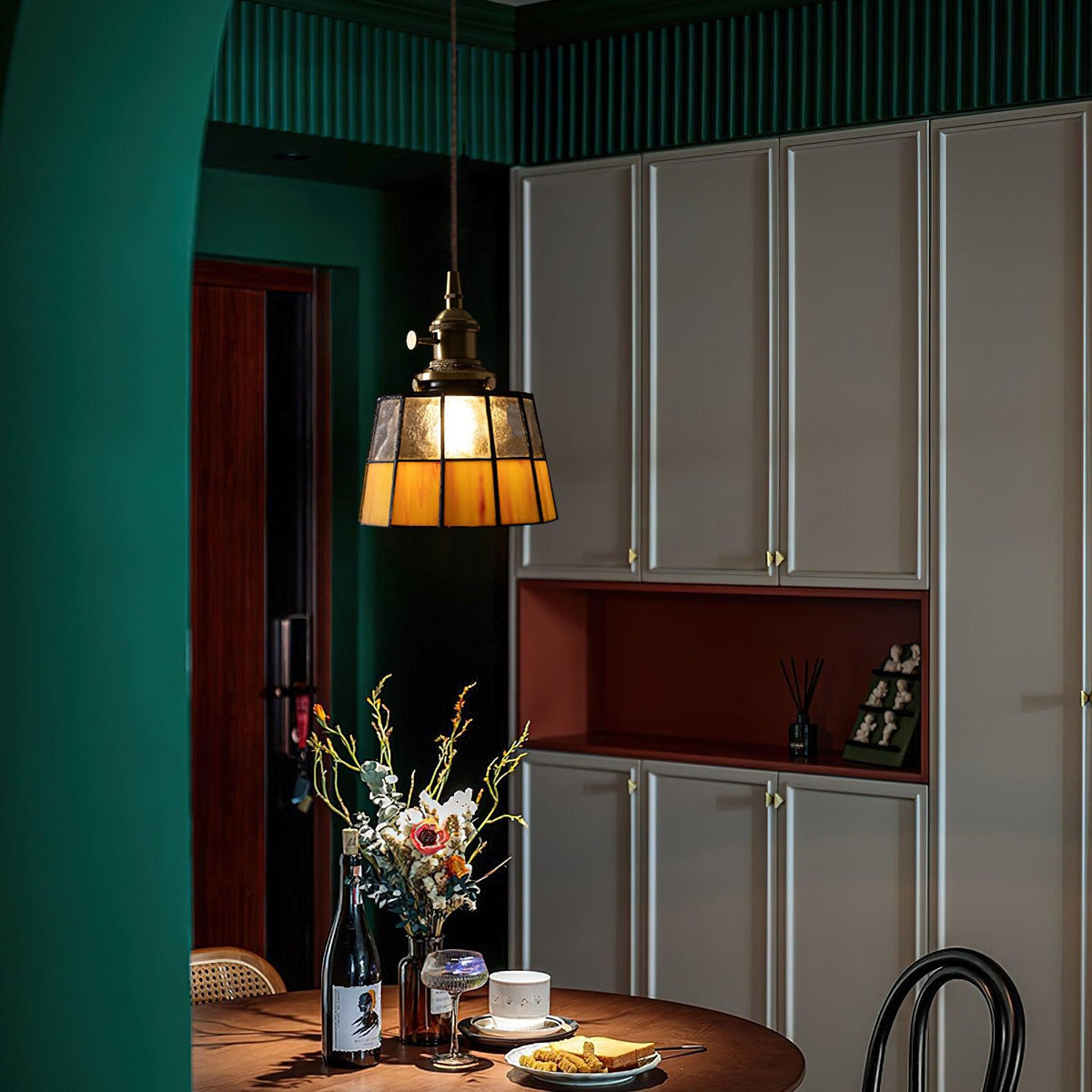 Stained Glass Pendant Light 5.9"