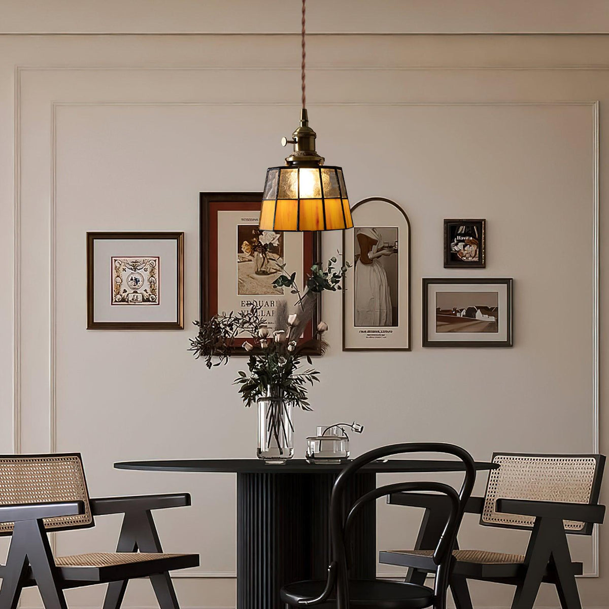 Stained Glass Pendant Light 5.9"