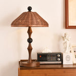 Striped Rattan Shade Table Lamp