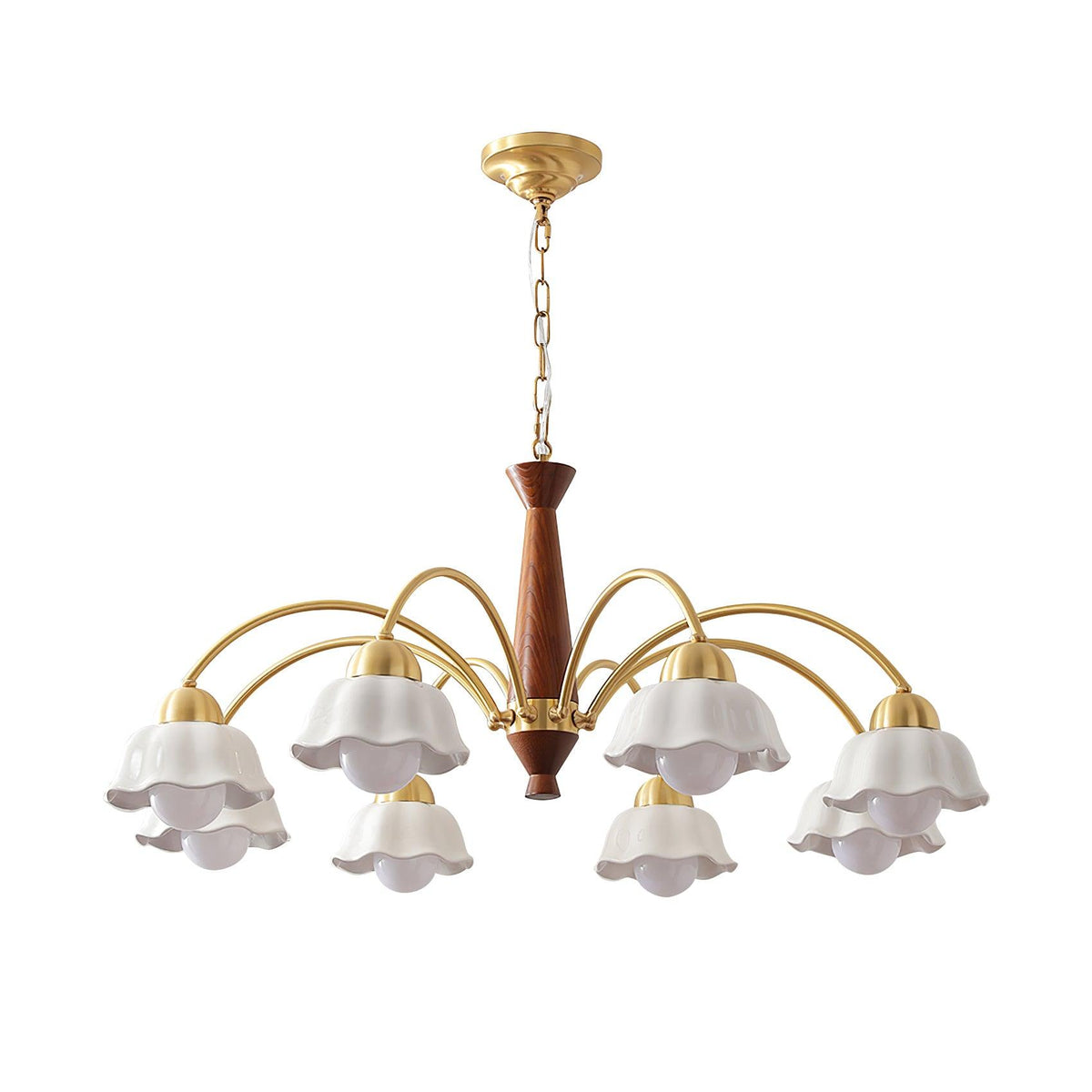 Swedish Modern Brass Chandelier