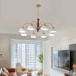Swedish Modern Brass Chandelier
