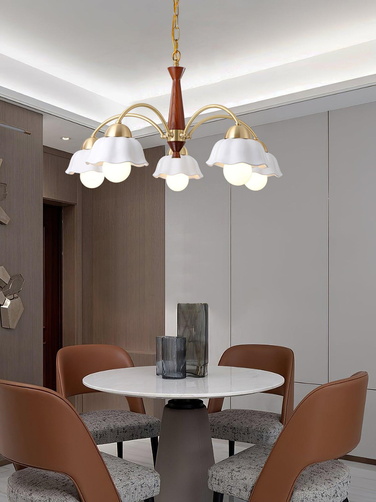 Swedish Modern Brass Chandelier