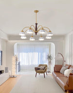 Swedish Modern Brass Chandelier