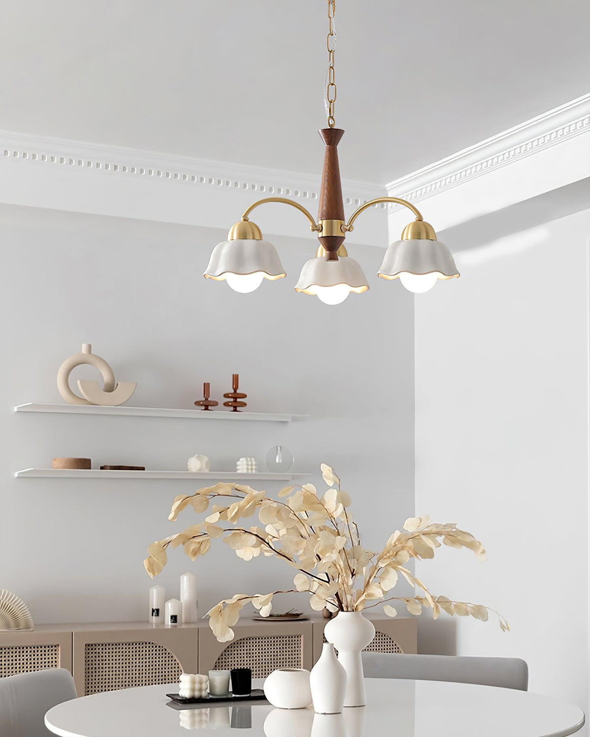 Swedish Modern Brass Chandelier