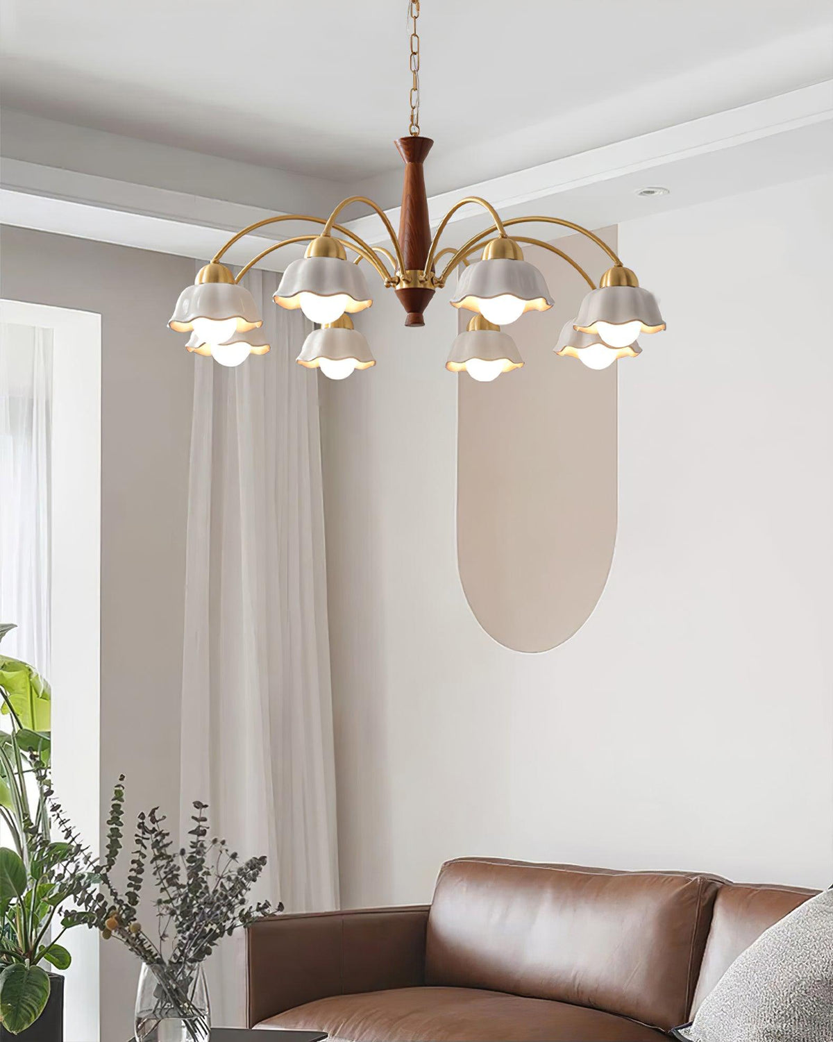 Swedish Modern Brass Chandelier