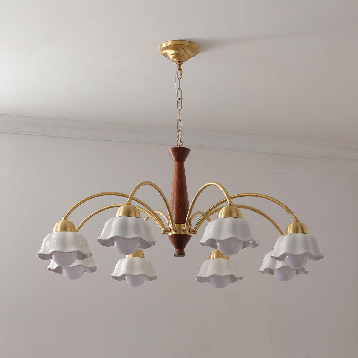 Swedish Modern Brass Chandelier