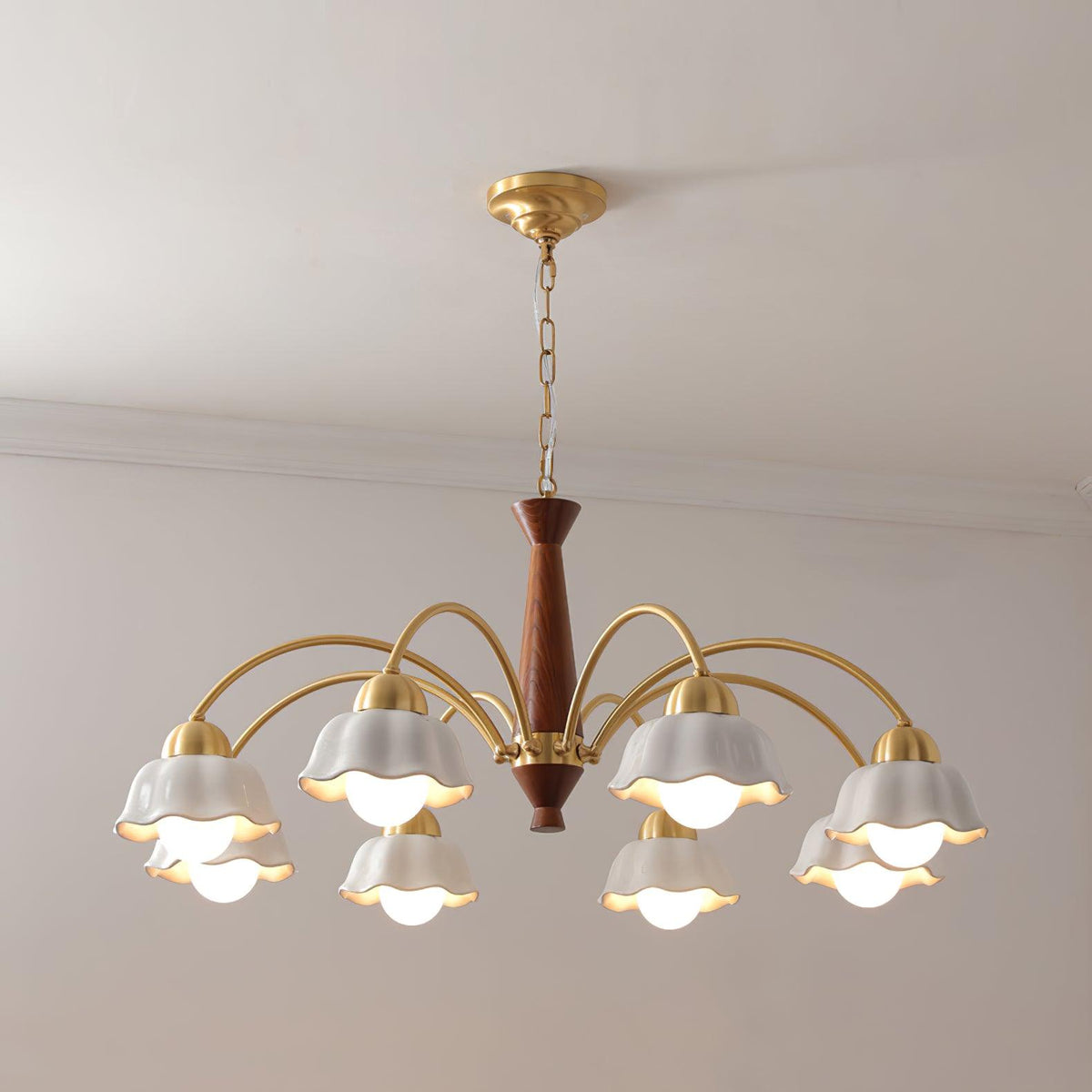 Swedish Modern Brass Chandelier
