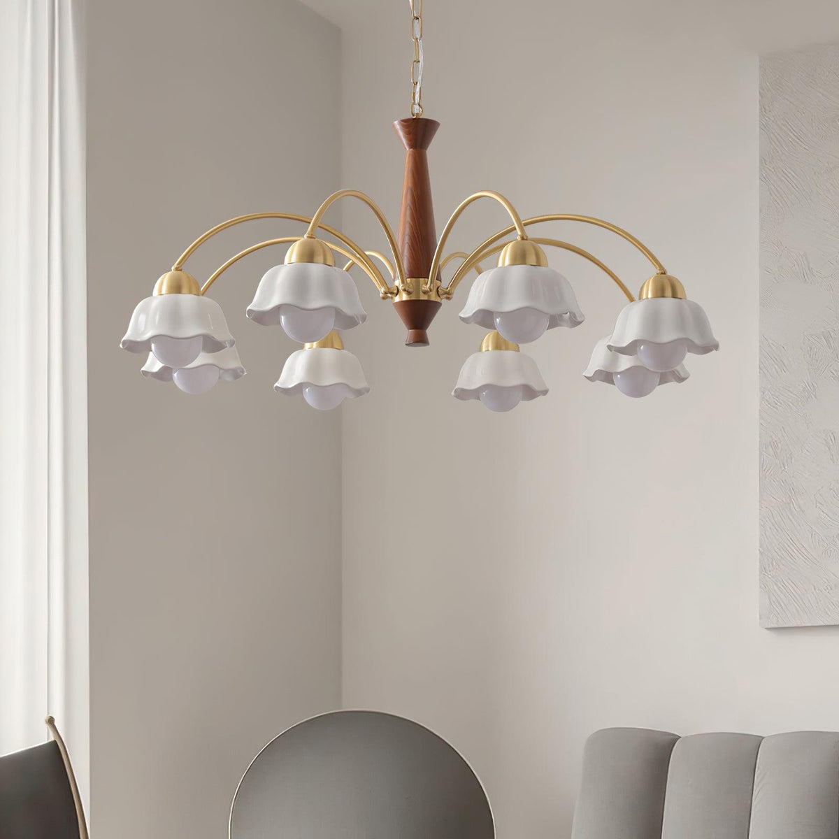 Swedish Modern Brass Chandelier