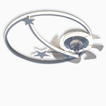 Circle Star Shaped Flush Mount Baby Kids Ceiling Fans with Lights and Remote
