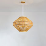 Circular Diamond Open Shaped Farmhouse Pendant Lights Bamboo Pendant Lights