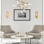 Linger Abstract Chandelier, 12-Light, LED, Natural Brass, Glass, 40.75"W (700LNG12ANB-LED930 70P9E4U)
