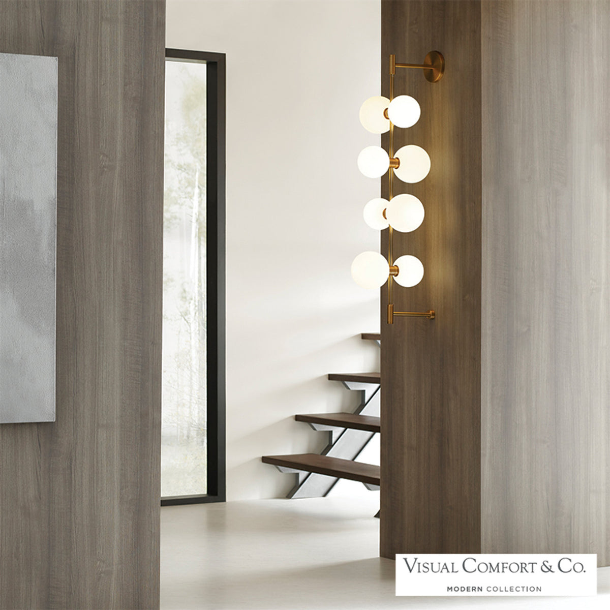 ModernRail Wall Sconce, 8-Light, LED, Aged Brass, 36"H (700MDWS3GRR 70DR3LF)