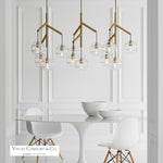 Sedona Triple Chandelier, 12-Light, LED, Aged Brass, Transparent Glass Orb, 24.5"W (700SDNMPL3CR-LED927 70E7GV5)