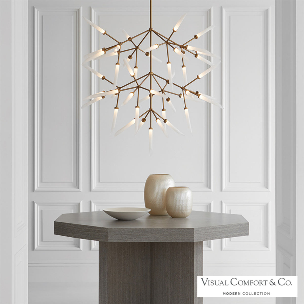 Spur Grande Chandelier, 45-Light, 3-Tier, LED, Aged Brass, Glass, 41.25"W (700SPRGFR-LED927 70E7GVR)